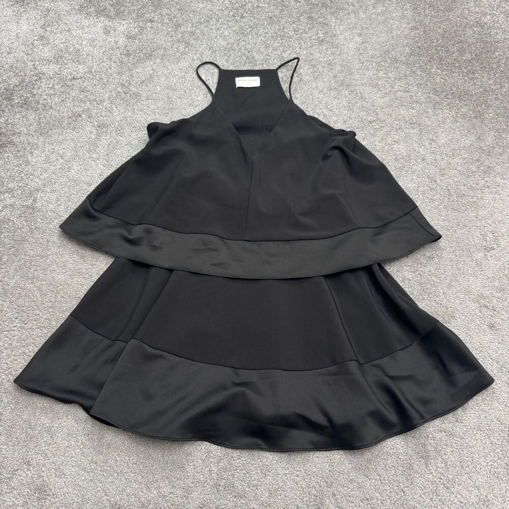 Modern Citizen Halter Tiered Satin Trim A-Line Mini Dress Womens Large Black